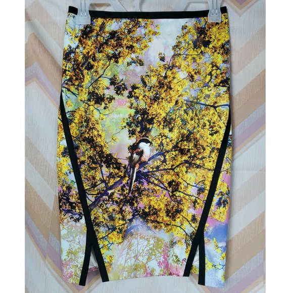 Pretty Trees print pencil skirt